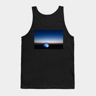 Illuminated tent on the beach by the sea at dawn Tank Top